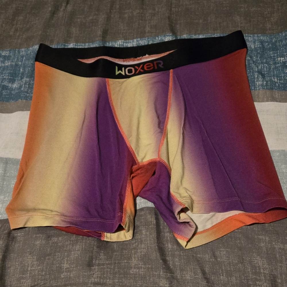 Woxer Women's High Waisted Boxer Briefs in Purple, Orange, and Yellow